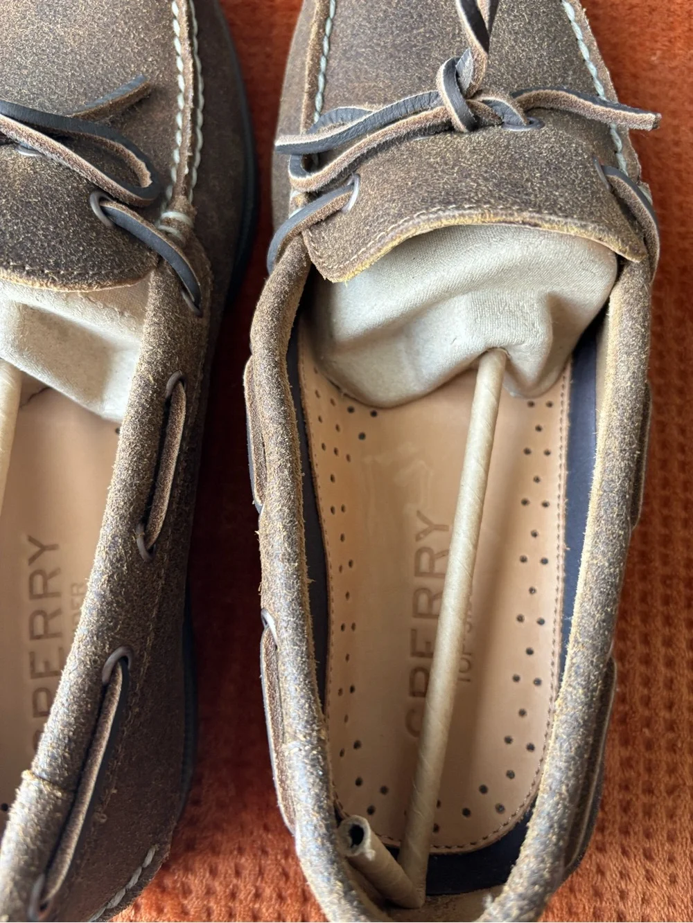Sperry Brown Suede Men’s Boat Shoes with Leather Laces